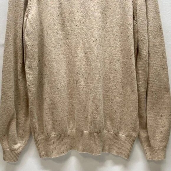 Loft Sweater Women’s Small Beige Speckle Ruffled Collar Button Accent Longsleeve - Picture 3 of 14